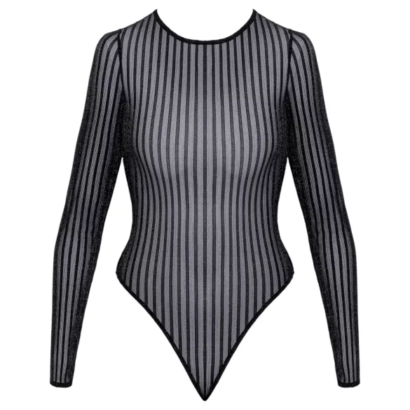 Cottelli - gestreepte body met zilverdraad (zwart) - S-L