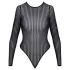 Cottelli - gestreepte body met zilverdraad (zwart) - S-L
