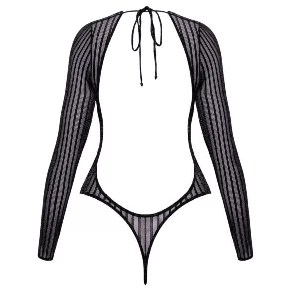 Cottelli - gestreepte body met zilverdraad (zwart) - S-L