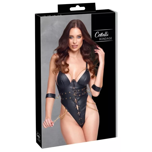 Cottelli - bondagebody met kettingen (zwart)