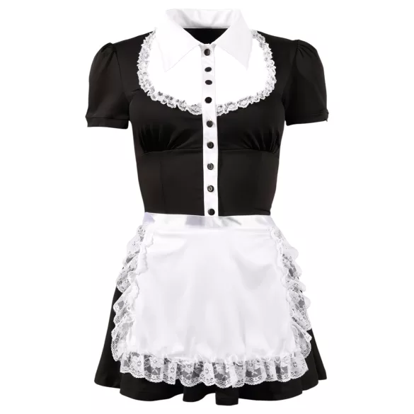Cottelli - vrouwelijk ober kostuum set - zwart - M