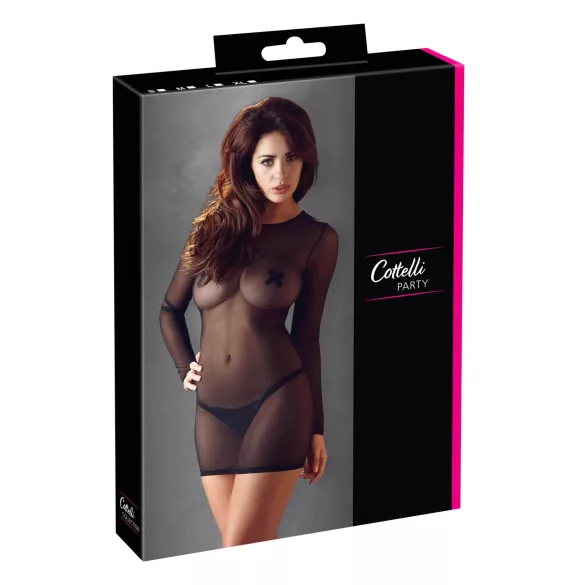 Cottelli - transparante jurk - zwart - XL