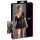 Cottelli Plus Size - glanzende jurk - rood korset detail - zwart