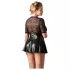 Cottelli Plus Size - glanzende jurk - rood korset detail - zwart