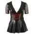 Cottelli Plus Size - glanzende jurk - rood korset detail - zwart