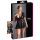 Cottelli Plus Size - Glanz jurk rood korset (zwart) - XXL