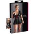 Cottelli Plus Size - Glanz jurk rood korset (zwart) - XXXXL