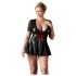 Cottelli Plus Size - Glanz jurk rood korset (zwart) - XXXXL