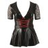 Cottelli Plus Size - Glanz jurk rood korset (zwart) - XXXXL