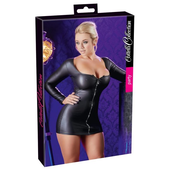 Cottelli - Feestjurk met strassrits (zwart) - XL