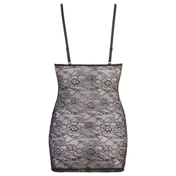 Cottelli - jurkje - glanzend met kant en strepen - zwart