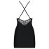 Obsessive 828-CHE-1 - jurk met bandjes en strass-steentjes + string (zwart) - L/XL