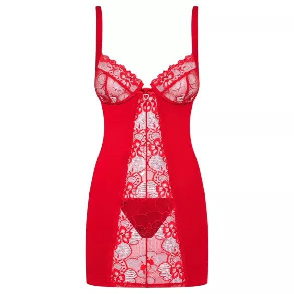 Obsessive Heartina - babydoll en string - rood