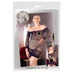Mandy Mystery - netjurk met kraag en string zwart (S-L)