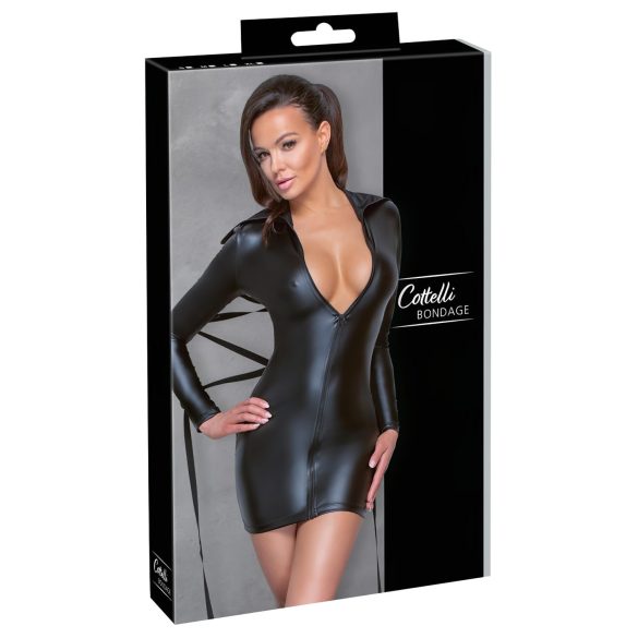 Cottelli Bondage - Glanzende jurk met boeien (zwart)