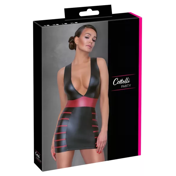 Cottelli Party - gestreepte, aansluitende jurk (zwart-rood) - XL