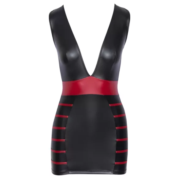 Cottelli Party - gestreepte, aansluitende jurk (zwart-rood) - XL