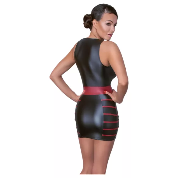Cottelli Party - gestreepte, aansluitende jurk (zwart-rood) - XL