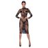 Noir - Transparante lange mouwen jurk, bloemenprint (zwart) - M