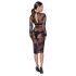 Noir - Transparante lange mouwen jurk, bloemenprint (zwart) - M