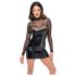 Noir - Glanzende jurk met transparante top (zwart)