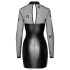 Noir - Glanzende jurk met transparante top (zwart)