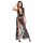 Noir - volledig transparante maxi-jurk met bloemenpatroon (zwart) - XL