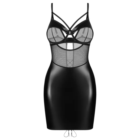 Obsessive Dominna - lakleren jurkje - transparante inzet - zwart