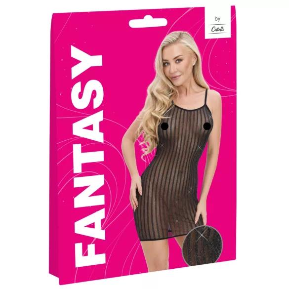 Cottelli - gestreepte minijurk met zilverdraad (zwart) - S-L