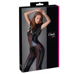 Cottelli - glanzende korte mouwen catsuit (zwart) - S