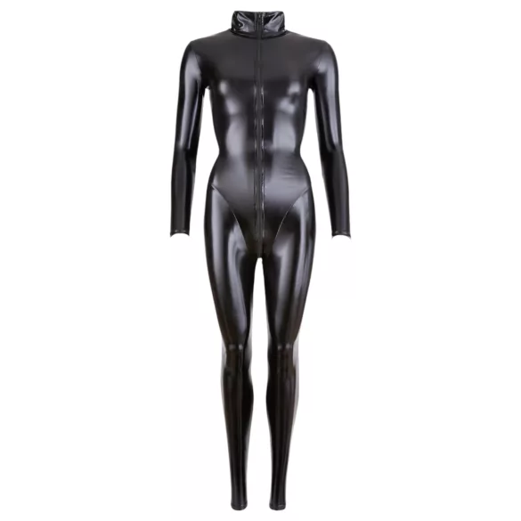 Cottelli - jumpsuit dames - lange mouw - glanzend zwart - L