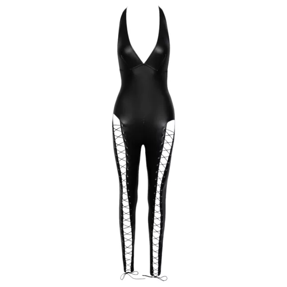 Cottelli Party - halter jumpsuit met veter (zwart)
