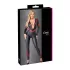Cottelli - catsuit met rits - lederlook - zwart