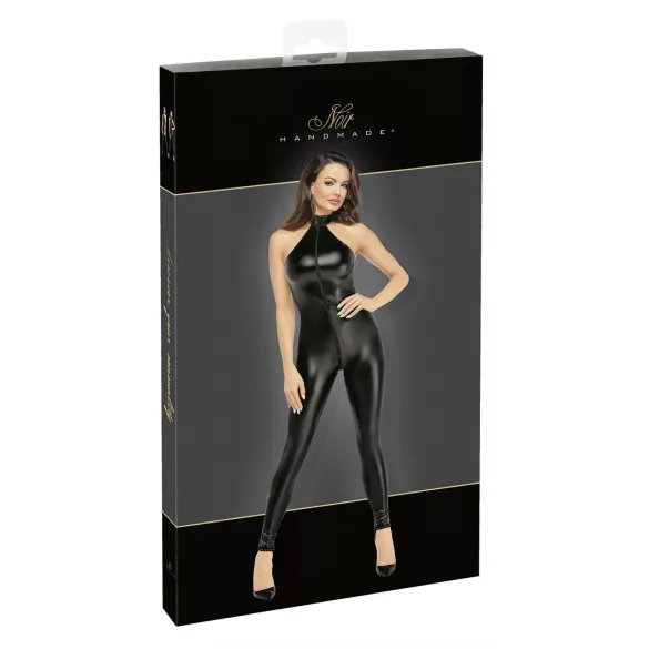 Noir - catsuit dames - glanzend met ritssluiting - zwart - M