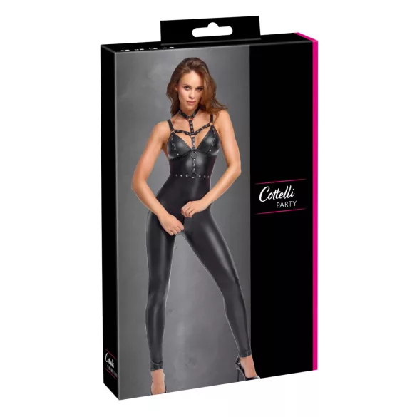 Cottelli - matte overall met afneembaar borstharnas (zwart)