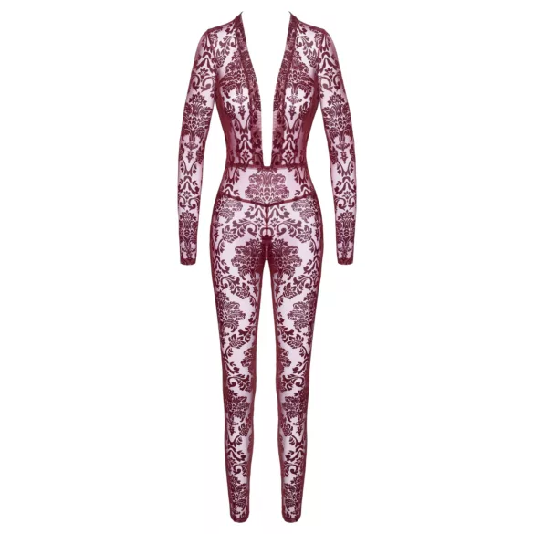 Noir Kink Royal - bodystocking - transparant - rood - L