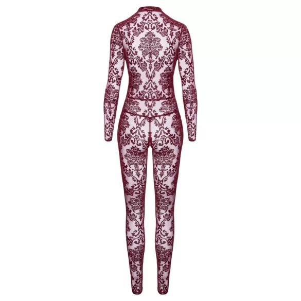 Noir Kink Royal - bodystocking - transparant - rood - L