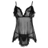 Cottelli - babydoll lingerie - transparant met ruches - zwart - L