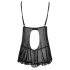 Cottelli - babydoll lingerie - transparant met ruches - zwart - XL