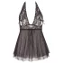Cottelli Plus Size - babydoll jurk - kanten - zwart - 4XL