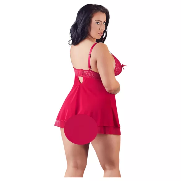 Cottelli Plus Size - babydoll - kant - rood - 2XL