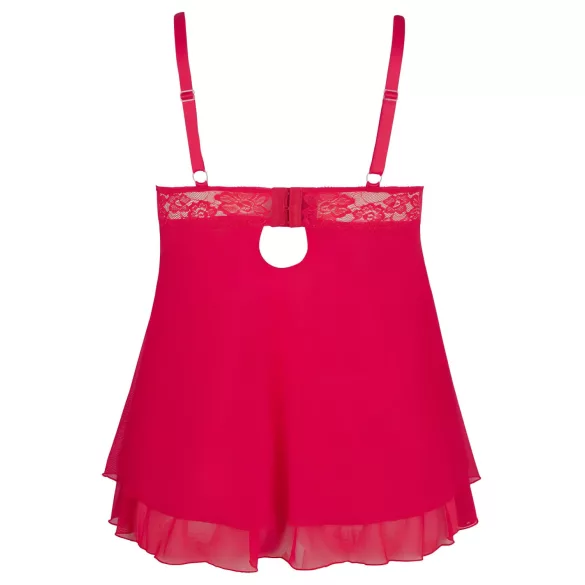 Cottelli Plus Size - babydoll - kant - rood - 2XL