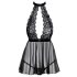 Kusbaar - Halter babydoll van kant (zwart) - L/XL