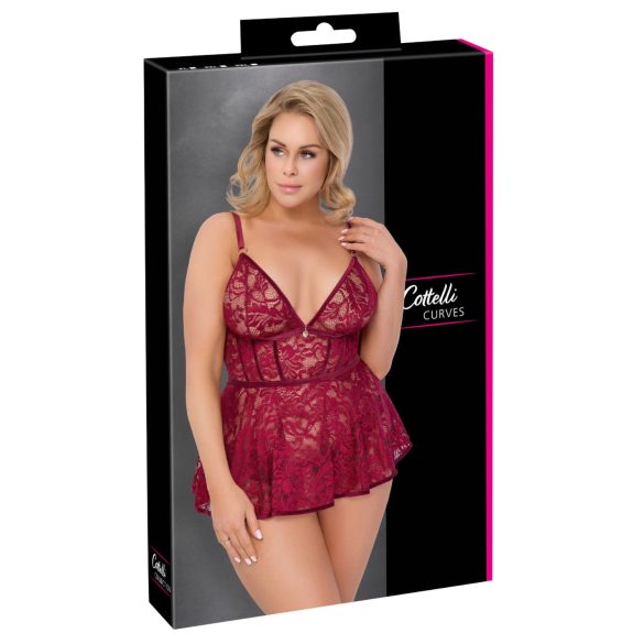 Cottelli Curves - kanten minijurk set - rood