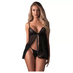 Obsessive Blomentis - babydoll set - kant - zwart
