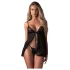 Obsessive Blomentis - babydoll set - kant - zwart