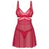 Obsessive Cupide Desir - doorzichtig kanten nachthemd set (rood)