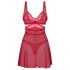 Obsessive Cupide Desir - doorzichtig kanten nachthemd set (rood)