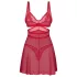 Obsessive Cupide Desir - nachthemd set - doorschijnend kant - rood