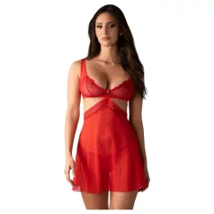   Obsessive Cupide Desir - nachthemd set - doorschijnend kant - rood - L/XL